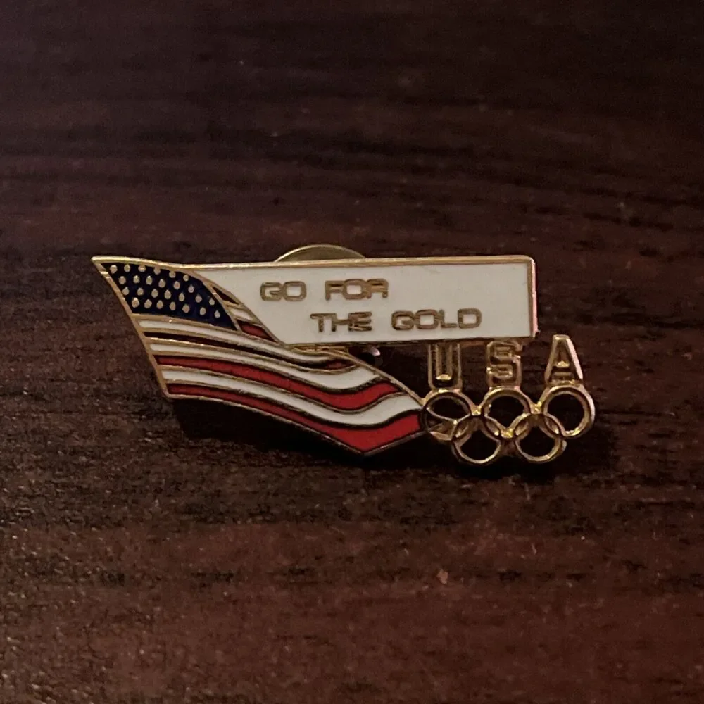 1996 Atlanta‎ Olympics Team USA American Flag Go For The Gold Lapel Hat Pin